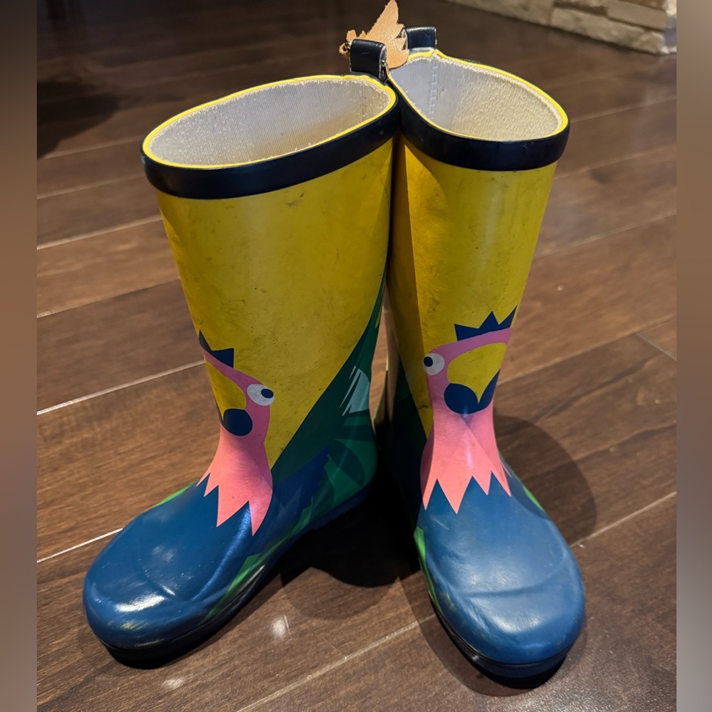 Aigle Yellow and Blue Kids Rain Boots
